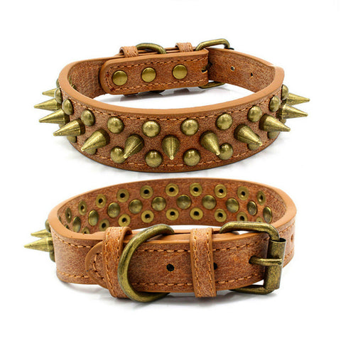 Spiked Studded Leather Collar